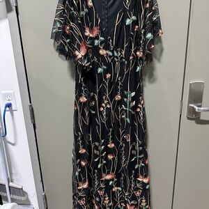 Kiyonna Floral Embroidered Black Dress